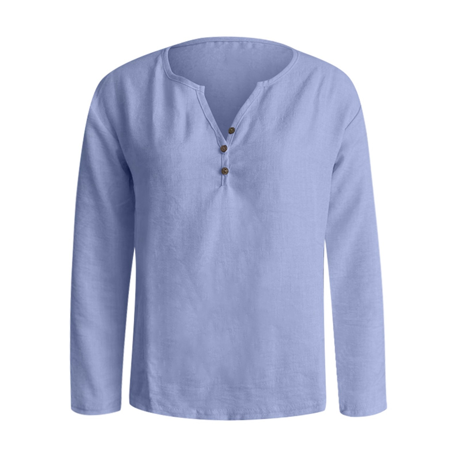 thumbnail image 4 of Camiseta informal de manga larga y cuello en V - Elegante cuello en V, color versátil, tejido cómodo, 4 of 5
